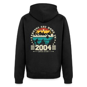 October 2004. October 2004 Birthday Gift. - Unisex Premium Organic Zip Hoodie - black - Back - Nico (187cm)