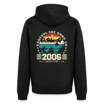 October 2006. October 2006 Birthday Gift. - Unisex Premium Organic Zip Hoodie - black - Back - Nico (187cm)