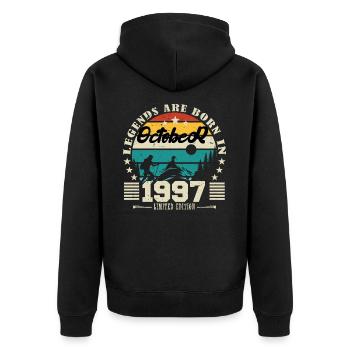 October 1997. October 1997 Anniversary Gift. - Unisex Premium Organic Zip Hoodie - black - Back - Nico (187cm)