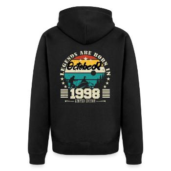 October 1998. October 1998 Anniversary Gift. - Unisex Premium Organic Zip Hoodie - black - Back - Nico (187cm)