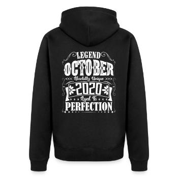 Oktober 2020. Geburtstagsgeschenk Oktober 2020. - Unisex Premium Bio Zip Hoodie - Schwarz - Hinten - Nico (187cm)