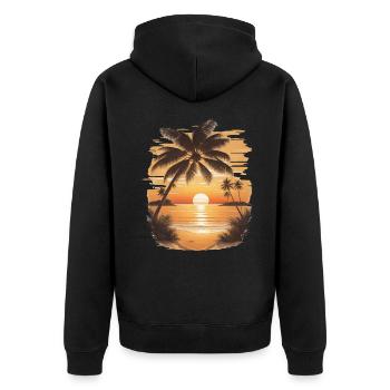 Sunset Serenity: Beach Scene - Unisex Premium Organic Zip Hoodie - black - Back - Nico (187cm)