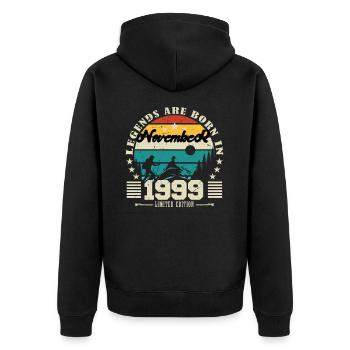 November 1999. November 1999 Birthday Gift. - Unisex Premium Organic Zip Hoodie - black - Back - Nico (187cm)