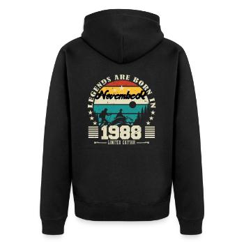 Novembre 1988. Cadeau anniversaire novembre 1988. - Veste à capuche bio Premium Unisexe - noir - Dos - Nico (187cm)