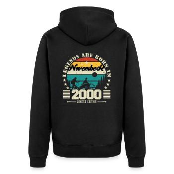 November 2000. November 2000 Birthday Gift. - Unisex Premium Organic Zip Hoodie - black - Back - Nico (187cm)