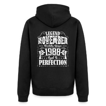 Novembre 1988. Cadeau d'Anniversaire novembre 1988 - Veste à capuche bio Premium Unisexe - noir - Dos - Nico (187cm)