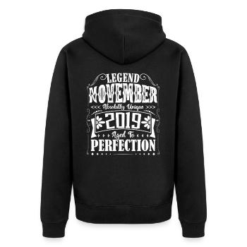 November 2019. Birthday Gift November 2019 - Unisex Premium Organic Zip Hoodie - black - Back - Nico (187cm)