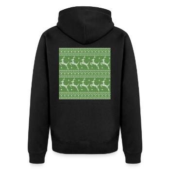 Green Ugly Sweater Christmas Flying Reindeer Fun - Unisex Premium Organic Zip Hoodie - black - Back - Nico (187cm)