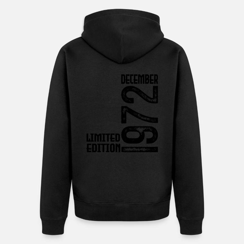 Geburtstagsgeschenk Dezember 1972. Dezember 1972. - Unisex Premium Bio Zip Hoodie - Schwarz