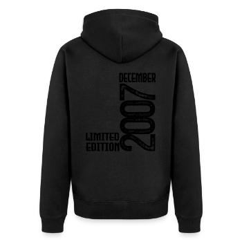 Birthday Gift December 2007. December 2007. - Unisex Premium Organic Zip Hoodie - black - Back - Nico (187cm)