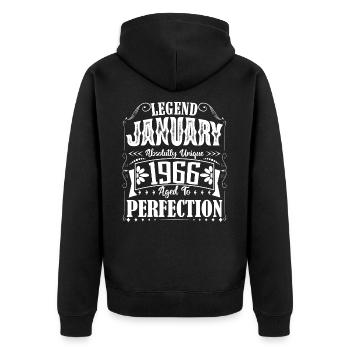 Januar 1966. Januar 1966 Geburtstagsgeschenk. - Unisex Premium Bio Zip Hoodie - Schwarz - Hinten - Nico (187cm)