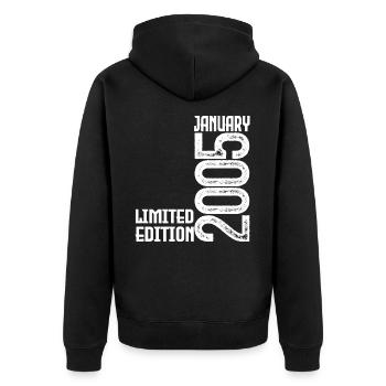 Cadeau Anniversaire Janvier 2005. January 2005. - Veste à capuche bio Premium Unisexe - noir - Dos - Nico (187cm)