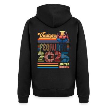 Anniversaire Février 2025. Cadeau Fevrier 2025. - Veste à capuche bio Premium Unisexe - noir - Dos - Nico (187cm)