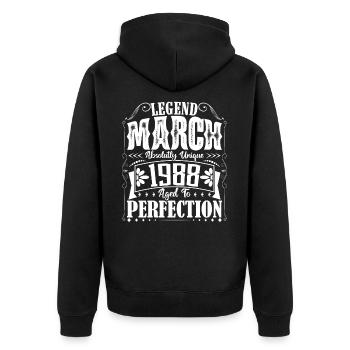 Mars 1988. Cadeau d'Anniversaire mars 1988. March. - Veste à capuche bio Premium Unisexe - noir - Dos - Nico (187cm)