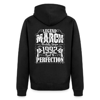 March 1992. March 1992 Birthday Gift. March. - Unisex Premium Organic Zip Hoodie - black - Back - Nico (187cm)