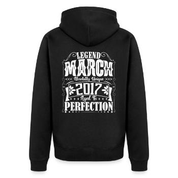March 2017. Birthday Gift March 2017. March. - Unisex Premium Organic Zip Hoodie - black - Back - Nico (187cm)