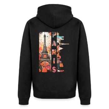 Paris Tour Eiffel France City Skyline Art - Veste à capuche bio Premium Unisexe - noir - Dos - Nico (187cm)