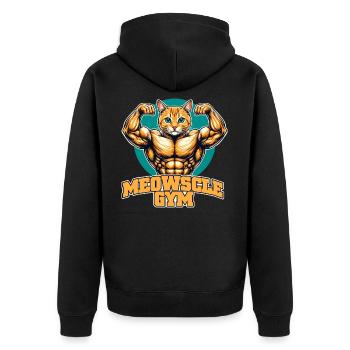 Mauz Fitnessstudio - Unisex Premium Bio Zip Hoodie - Schwarz - Hinten - Nico (187cm)