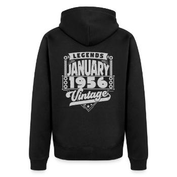 Jahrgang Geburtstag Januar 1956, Januar 1956. - Unisex Premium Bio Zip Hoodie - Schwarz - Hinten - Nico (187cm)