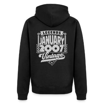 Jahrgang Geburtstag Januar 2007, Januar 2007. - Unisex Premium Bio Zip Hoodie - Schwarz - Hinten - Nico (187cm)
