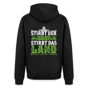 Wenn der Bauer stirbt, stirbt das Land, Bauerndemo - Unisex Premium Bio Zip Hoodie - Schwarz - Hinten - Nico (187cm)