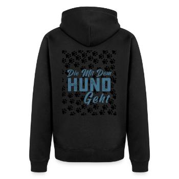 Qui va avec le chien. Propriétaire de chien.chien. - Veste à capuche bio Premium Unisexe - noir - Dos - Nico (187cm)