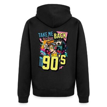 90s 90s Music Ghetto Blaster Headphones Party - Unisex Premium Organic Zip Hoodie - black - Back - Nico (187cm)