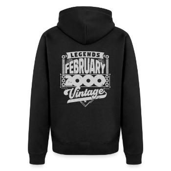 Jahrgang Geburtstag Februar 2000, Februar 2000. - Unisex Premium Bio Zip Hoodie - Schwarz - Hinten - Nico (187cm)