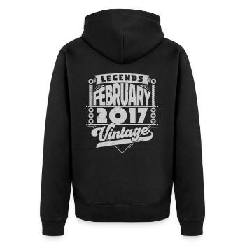 Vintage Birthday February 2017, February 2017. - Unisex Premium Organic Zip Hoodie - black - Back - Nico (187cm)