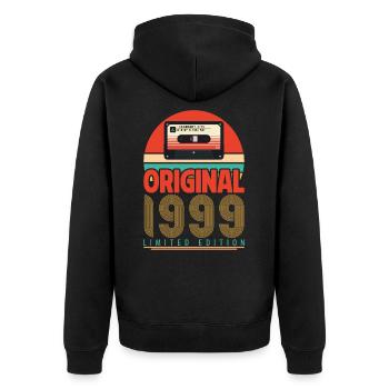 Vintage 1999 Birthday Gift. Retro 1999. - Unisex Premium Organic Zip Hoodie - black - Back - Nico (187cm)