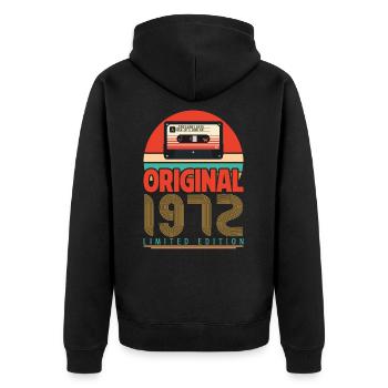 Vintage 1972 Anniversary Gift. Retro 1972. - Unisex Premium Organic Zip Hoodie - black - Back - Nico (187cm)