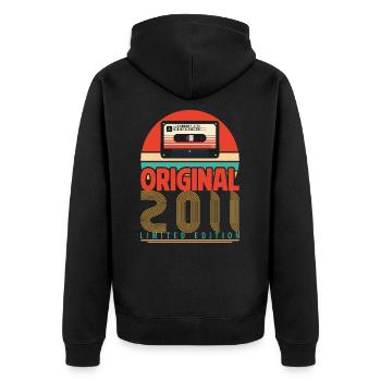 Vintage 2011 Birthday Gift. Retro 2011. - Unisex Premium Organic Zip Hoodie - black - Back - Nico (187cm)