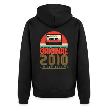 Vintage 2010 Geburtstagsgeschenk. Retro 2010. - Unisex Premium Bio Zip Hoodie - Schwarz - Hinten - Nico (187cm)