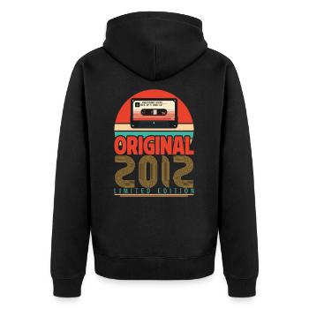 Vintage 2012 Birthday Gift. Retro 2012. - Unisex Premium Organic Zip Hoodie - black - Back - Nico (187cm)