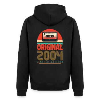 Vintage 2004 Geburtstagsgeschenk. Retro 2004. - Unisex Premium Bio Zip Hoodie - Schwarz - Hinten - Nico (187cm)