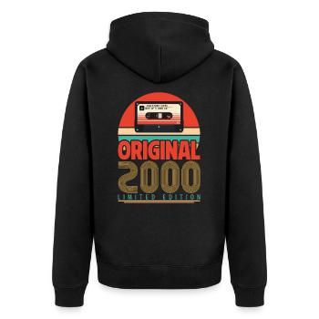 Vintage 2000 Geburtstagsgeschenk. Retro 2000. - Unisex Premium Bio Zip Hoodie - Schwarz - Hinten - Nico (187cm)