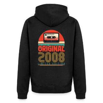 Vintage 2008 Birthday Gift. Retro 2008. - Unisex Premium Organic Zip Hoodie - black - Back - Nico (187cm)