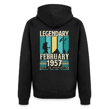Cadeau Vintage Anniversaire Février 1957, février. - Veste à capuche bio Premium Unisexe - noir - Dos - Nico (187cm)