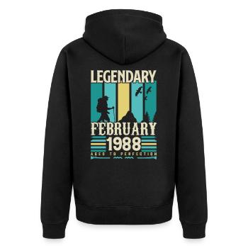 Cadeau Vintage Anniversaire Février 1988, février. - Veste à capuche bio Premium Unisexe - noir - Dos - Nico (187cm)