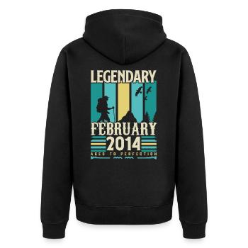 Vintage Birthday Gift February 2014, February. - Unisex Premium Organic Zip Hoodie - black - Back - Nico (187cm)