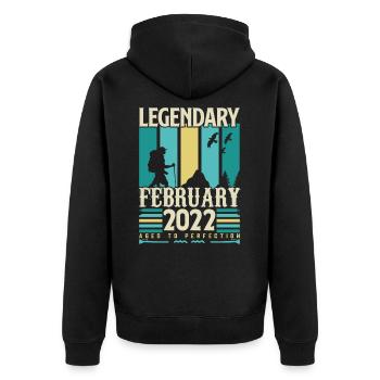 Vintage Birthday Gift February 2022, February. - Unisex Premium Organic Zip Hoodie - black - Back - Nico (187cm)