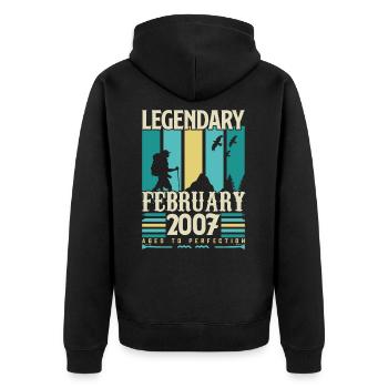 Vintage Birthday Gift February 2007, February. - Unisex Premium Organic Zip Hoodie - black - Back - Nico (187cm)