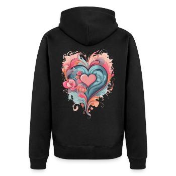 CŒURS DE LA SAINT-VALENTIN, POUR LES AMOUREUX ET LES COUPLES 2024 - Veste à capuche bio Premium Unisexe - noir - Dos - Nico (187cm)