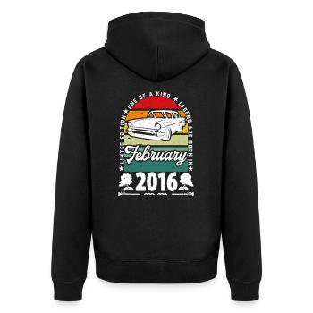 Birthday February 2016, Vintage February 2016. - Unisex Premium Organic Zip Hoodie - black - Back - Nico (187cm)