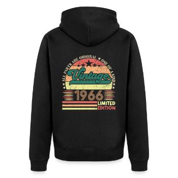 Retro 1966 Geburtstagsgeschenk. Jahrgang 1966. - Unisex Premium Bio Zip Hoodie - Schwarz - Hinten - Nico (187cm)