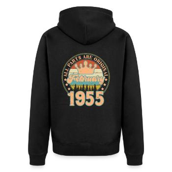 Februar 1955. Februar 1955 Geburtstagsgeschenk. - Unisex Premium Bio Zip Hoodie - Schwarz - Hinten - Nico (187cm)
