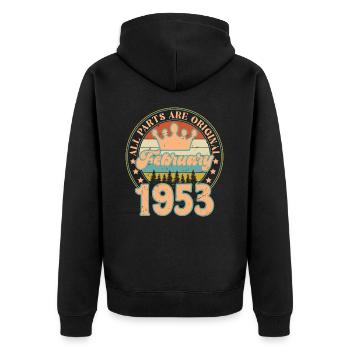 Februar 1953. Februar 1953 Geburtstagsgeschenk. - Unisex Premium Bio Zip Hoodie - Schwarz - Hinten - Nico (187cm)