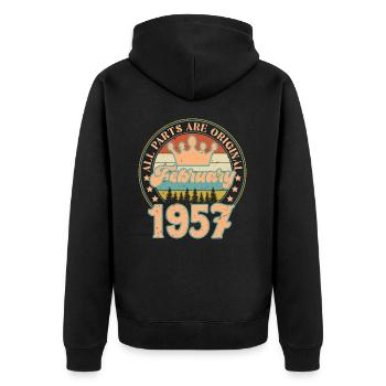 Février 1957. Cadeau d’anniversaire février 1957. - Veste à capuche bio Premium Unisexe - noir - Dos - Nico (187cm)