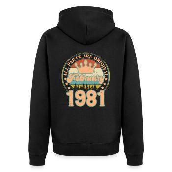 February 1981. February 1981 Birthday Gift. - Unisex Premium Organic Zip Hoodie - black - Back - Nico (187cm)