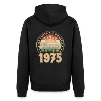 February 1975. February 1975 Birthday Gift. - Unisex Premium Organic Zip Hoodie - black - Back - Nico (187cm)